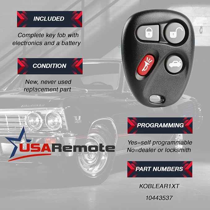 Car Key Fob Keyless Entry Remote fits Chevy Corvette Malibu SSR/Pontiac - Image 3