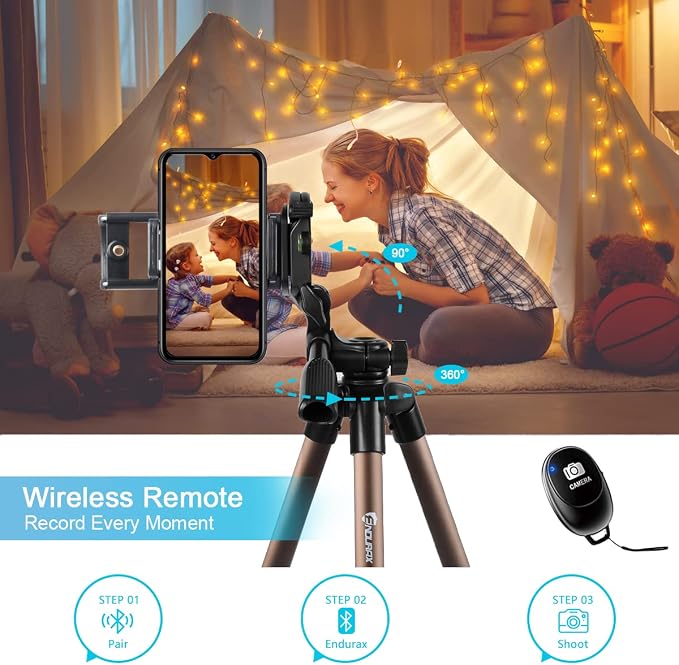 Endurax 60'' Tripod for Camera Canon Nikon DSLR, Camera Phone Tripod - Image 5