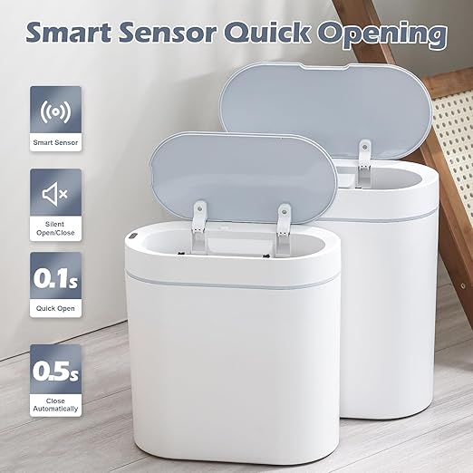 ELPHECO 2 Pack Bathroom Motion Sensor Trash can 2.5 Gallon + 2 Gallon Automatic - Image 2