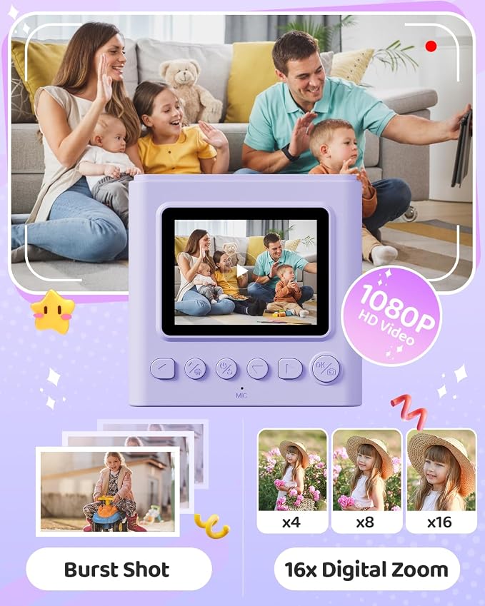 TIATUA Kids Instant Print Camera, Christmas Birthday Gifts - Image 4