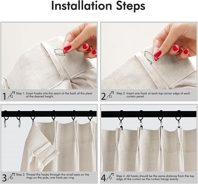 Memory Trained Pinch Pleated Curtains 105 Inches Long, Viral Linen Pinch Pleat - Image 9