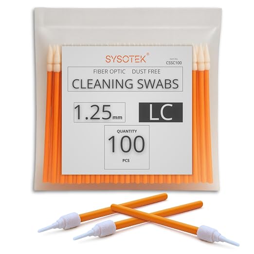 Fiber Optic Cleaning Swabs, 100 Pack LC 1.25mm Lint Free Anti-Static Cleaning by Sysotek