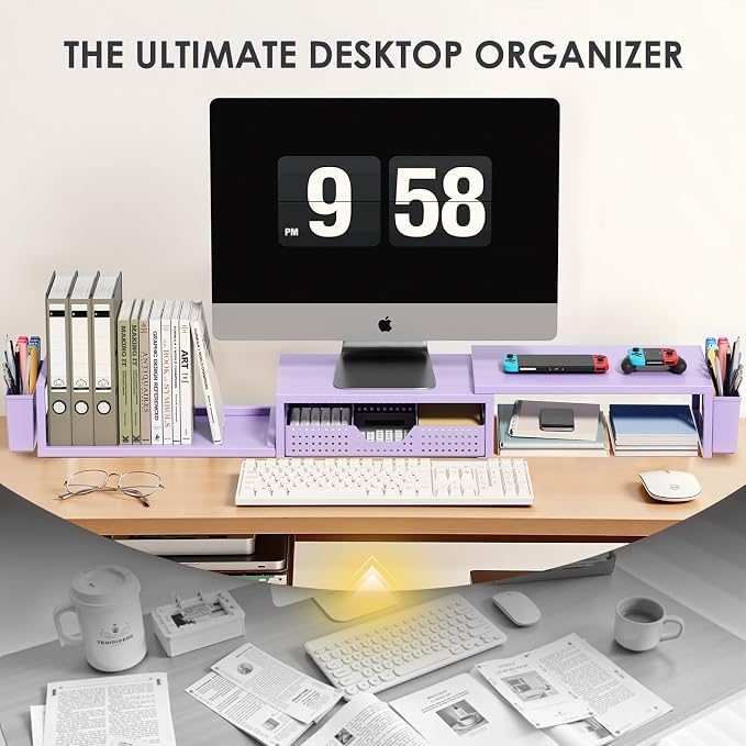 OPNICE Desk Organizers and Accessories, Dual Computer Monitor Stand Riser - Image 5