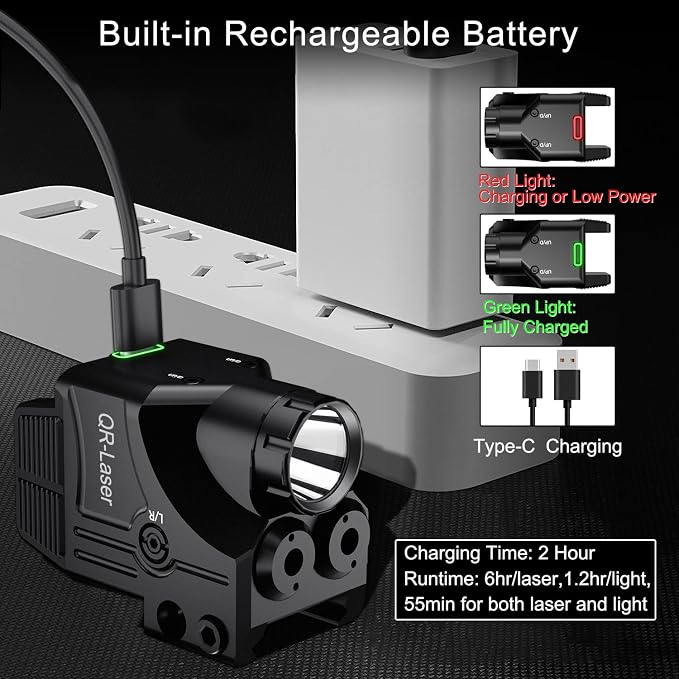 Red Green Purple Blue Laser Light Combo, 800 Lumens Tactical Flashlight Laser - Image 6