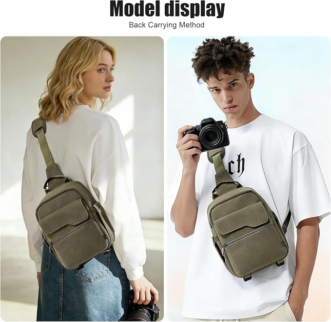 Cwatcun Camera Sling Bag Compact Large Camera Case, Waterproof Canvas Crossbody - Image 8