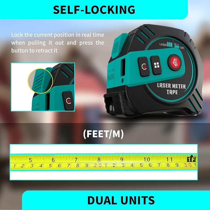 2-in-1 Laser Tape Measure 262ft Rechargeable Digital Tape Measure - Image 3