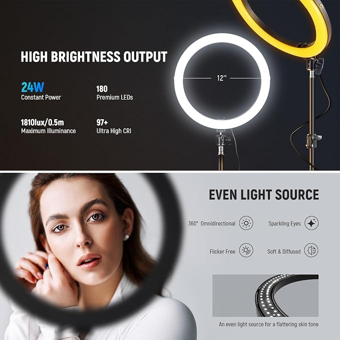 NEEWER 12" 24W High Power LED Ring Light - Image 2