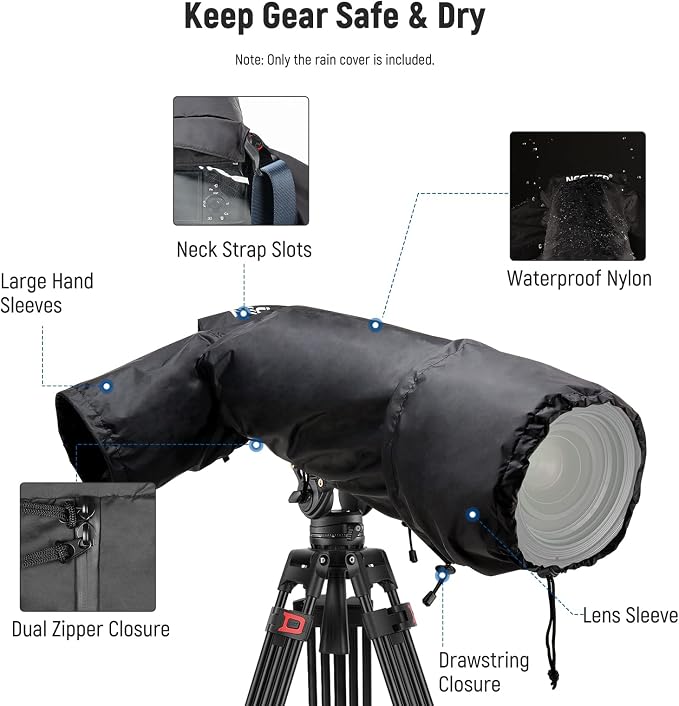 NEEWER Camera Rain Cover, Large Size Durable Nylon Raincoat Compatible - Image 8