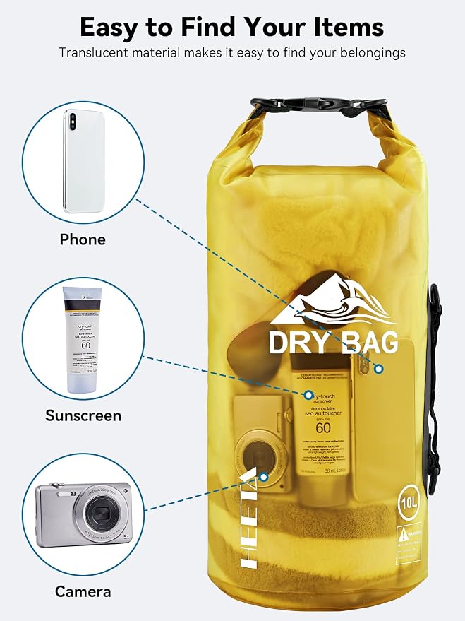 HEETA Dry Bag Waterproof for Women Men, 5L/10L/20L/30L/40L Roll Top Lightweight - Image 7