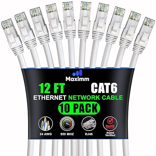 Maximm Cat 6 Ethernet Cable 12 ft by MaximmCable
