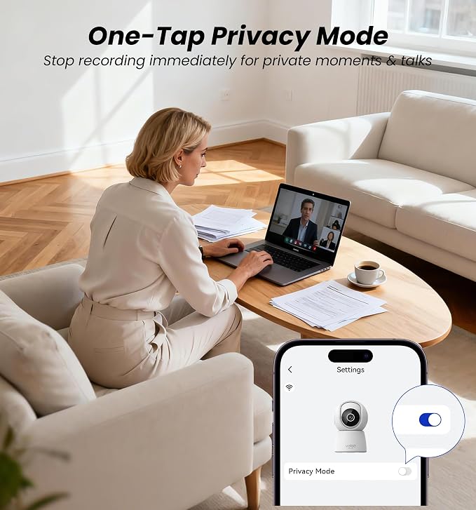 Veise 2K Indoor Camera for Home Security, 360° Wireless WiFi Pet & Baby Monitor - Image 8