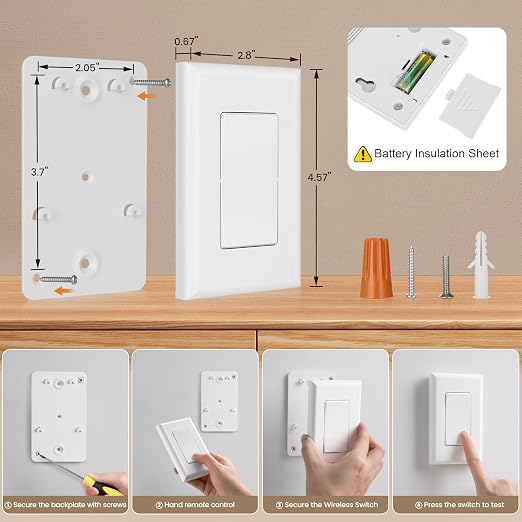 SURAIELEC Wireless Wall Switch Remote Control Outlet, No Wiring Needed - Image 7