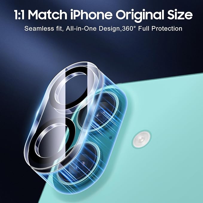 UniqueMe for 3 Pack iPhone 16 / iPhone 16 Plus/iPhone 17 Camera Lens Protector - Image 4