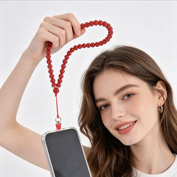 Agate Beaded Phone Wrist Strap for Women Men Stone Beads Charm Handmade - Image 2