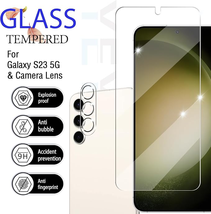 Screen Protector for Samsung Galaxy S23, Tempered Glass for Galaxy S23 & Camera - Image 2