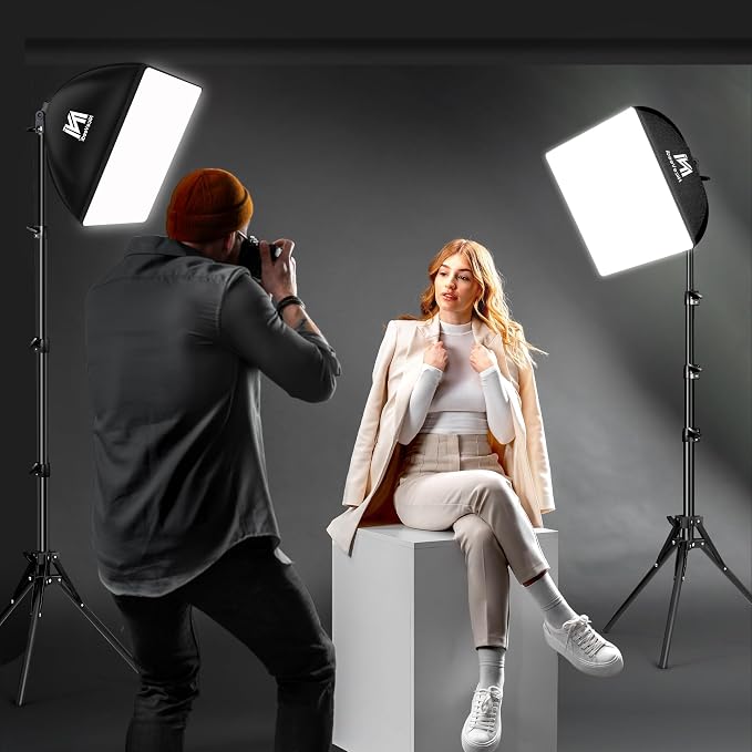 Softbox Lighting Kit, NiceVeedi 2-Pack 16'' x 16'' Softbox Photography Lighting - Image 6