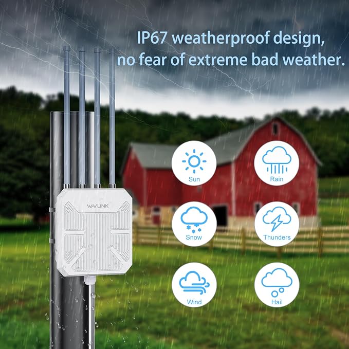 WAVLINK AX3000 Outdoor WiFi 6 Extender Long Range, Outdoor Wireless Access Point - Image 2