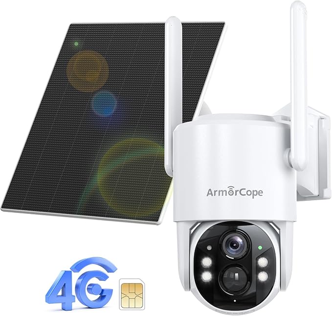 4G LTE Cellular Security Camera, No Wifi Security Camera, 2.5K Solar Camera by Armorcope