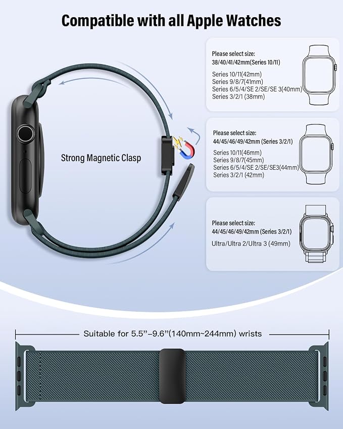 Stretchy Band Compatible with Apple Watch Band 40mm 38mm 41mm 42mm 44mm 45mm - Image 5