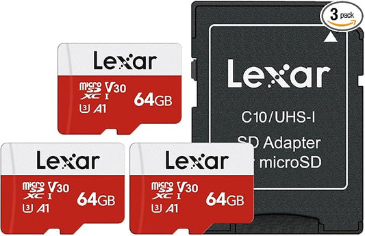 Lexar E-Series 64GB Micro SD Card 3 Pack, microSDXC UHS-I Flash Memory Card by Lexar