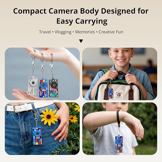 Mini Keychain Digital Camera, 1440P Video, 2MP Photos, 16GB Card, Type C - Image 7
