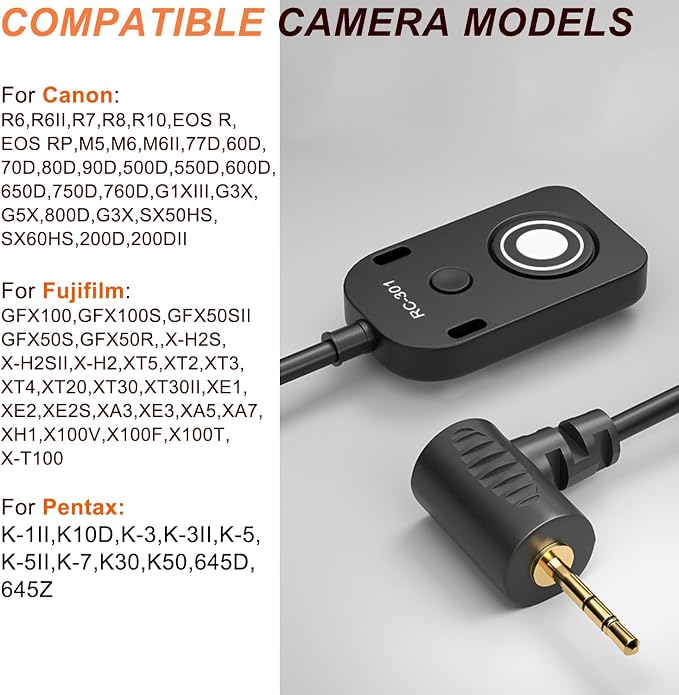 RC301-2.5mm 11.8in RS-60E3 Remote Switch Shutter Release Cord - Image 7