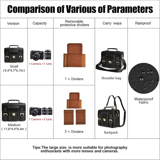 Cwatcun Leather Camera Bag Compact Shoulder Bag - Image 2