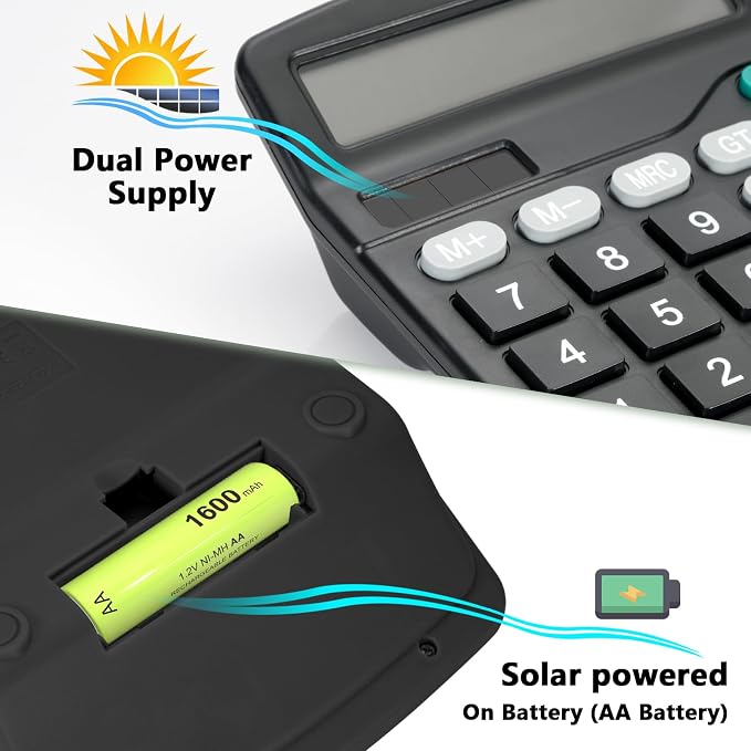Desktop Calculator with Big Buttons, Dual Power Source, Solar and Battery - Image 3