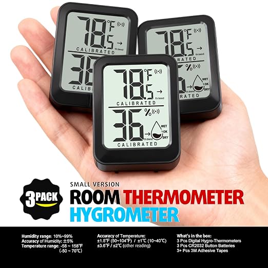3 Pack Room Thermometer Indoor Hygrometer Digital Mini Humidity Meter Gauge - Image 7