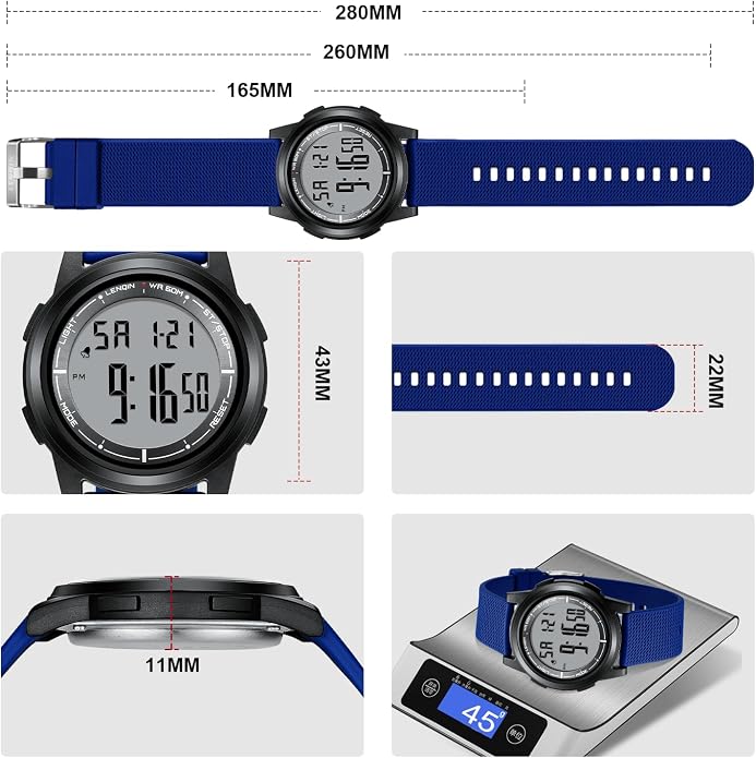 HANPOSH Mens Digital Watch Ultra Thin Minimalist Sports Waterproof Outdoor LED - Image 5