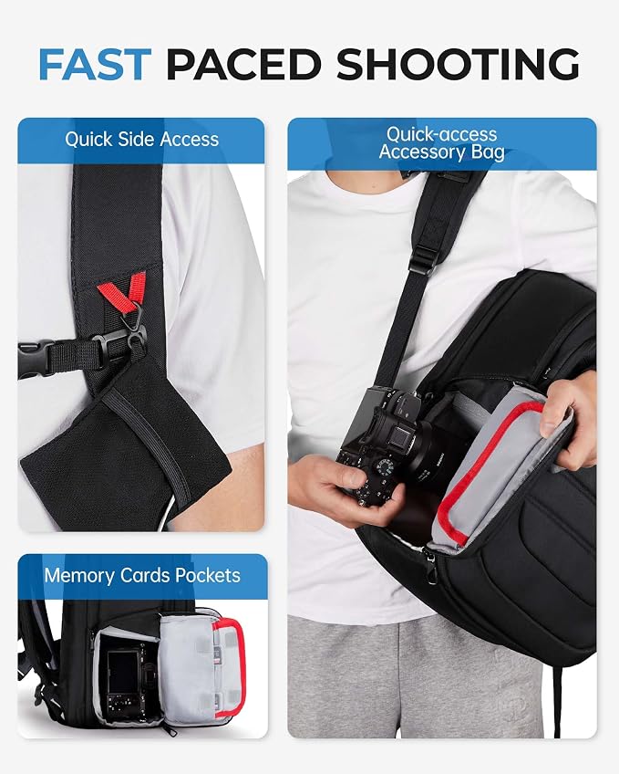 BAGSMART Camera Bag for Photographers, Professional Camera Bag Fits up to 15.6" - Image 3