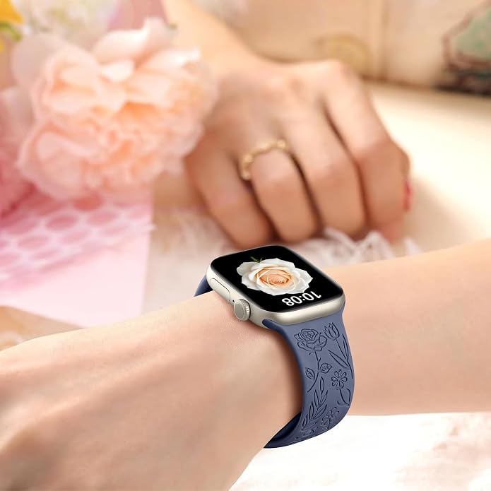 SNBLK 6 Pack Floral Engraved Bands Compatible - Image 6