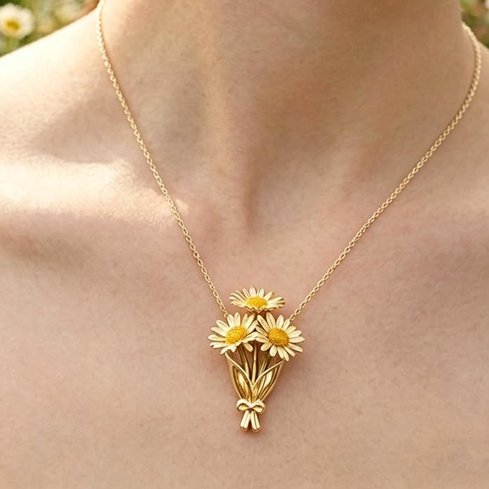 MODRSA DIY Bouquet Gold Necklace Wearable Mini Vase Jewelry Collection Chain - Image 3