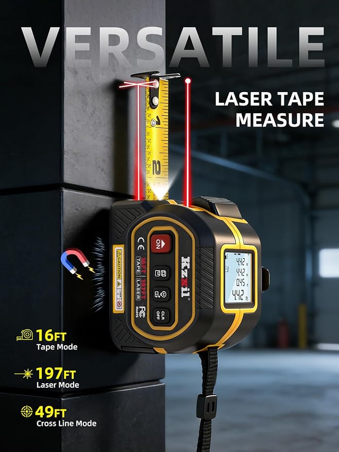 4-in-1 Tape Measure 196ft Laser Tape Measure 16ft Manual Tape - Image 2