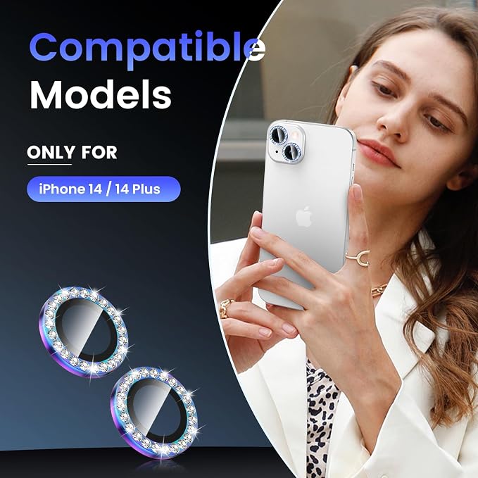 Tensea for iPhone 14 / iPhone 14 Plus Camera Lens Protector, 9H Tempered Glass - Image 2