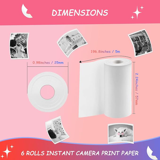 MIARALA 6 Rolls Instant Camera Refill Print Paper, HD Print Camera Paper Refill - Image 5