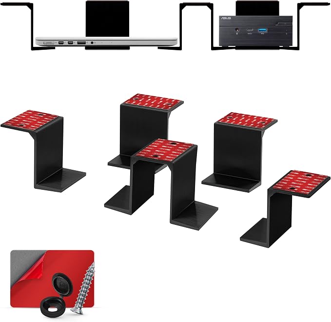 BRAINWAVZ Twin Under Desk Laptop & Device Holder Mount, Adhesive & Screw in by Brainwavz