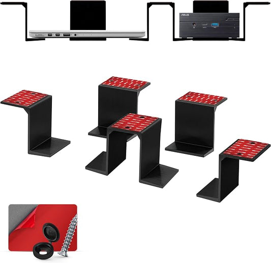 BRAINWAVZ Twin Under Desk Laptop & Device Holder Mount, Adhesive & Screw in by Brainwavz