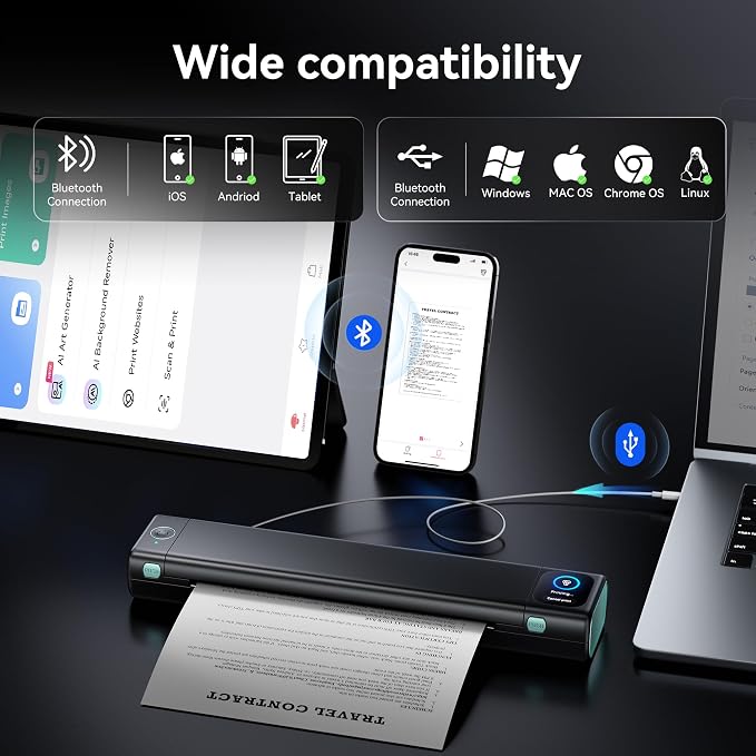 Phomemo Portable Printer with Touchscreen, Upgraded M08D Bluetooth Wireless - Image 3