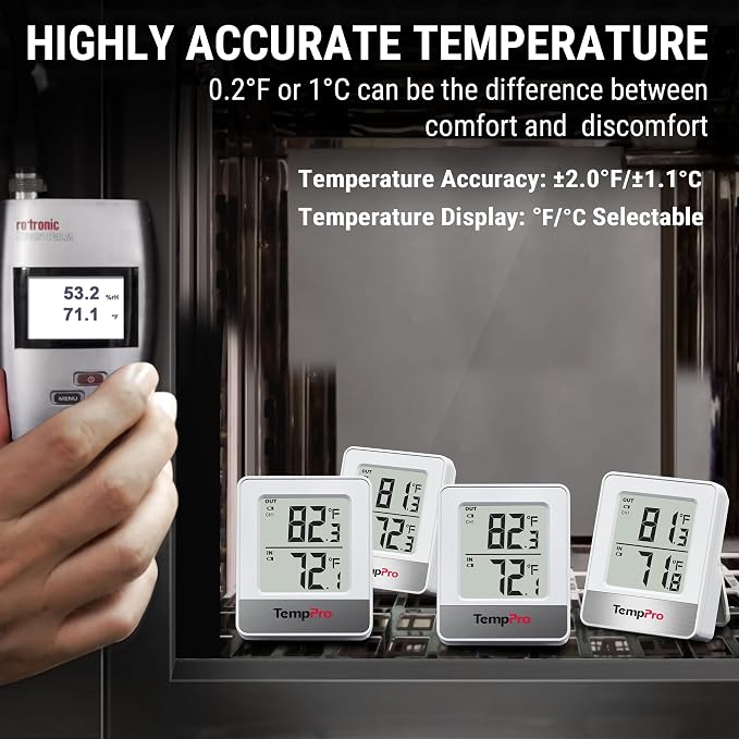 TempPro 500FT Indoor Outdoor Thermometer Wireless, Outdoor Thermometers - Image 4
