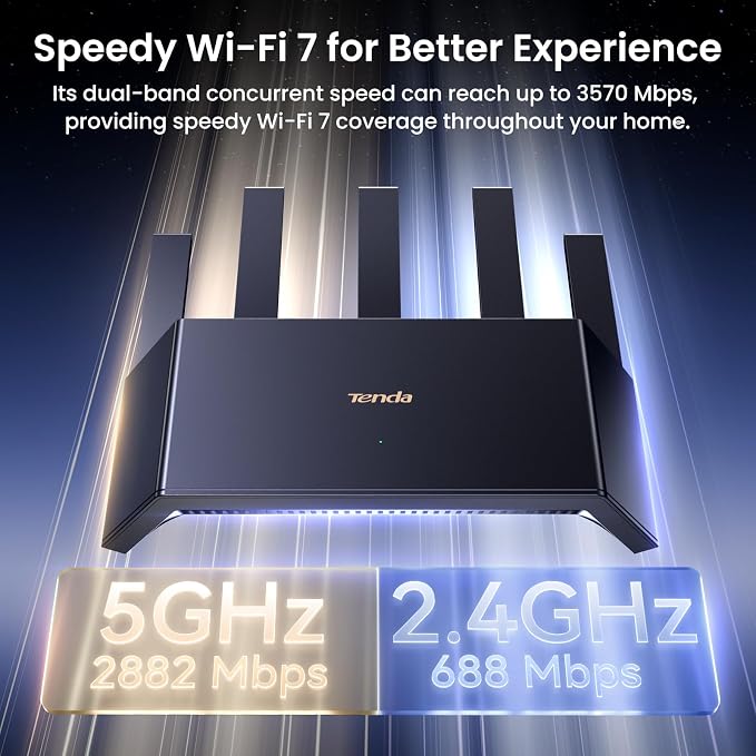 Tenda BE3600 Dual Band WiFi 7 Router– 3x1G Ports, Easy Setup, Security Protect - Image 3