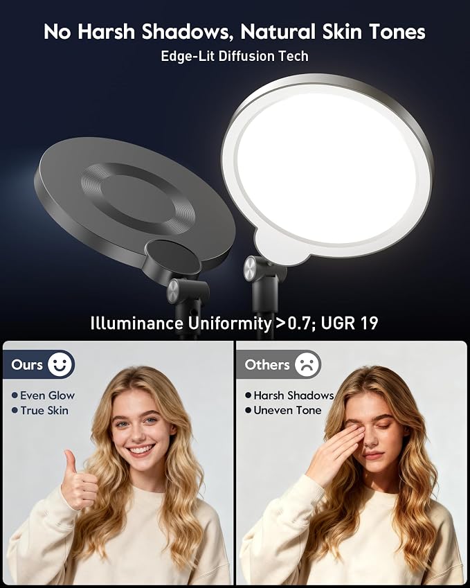 2 Packs Desk Ring Light with Stand, Adjustable Desktop Light with Phone Holder - Image 3
