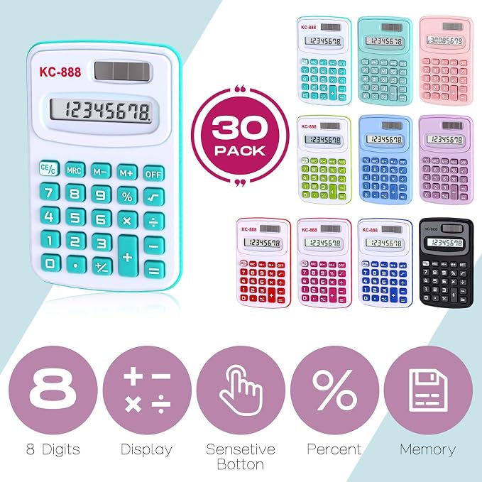 Flutesan 30 Pack Pocket Calculator Small Battery Powered Bulk Mini Size 4 - Image 3