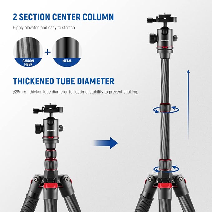 NEEWER Upgraded 80.7" Carbon Fiber Camera Tripod Monopod - Image 2