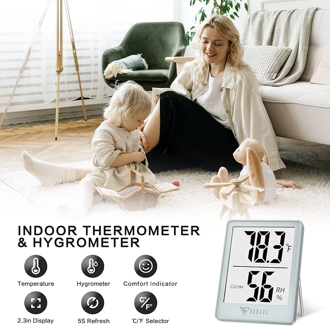 DOQAUS Digital Hygrometer Indoor Thermometer Humidity Gauge Room Thermometer - Image 2