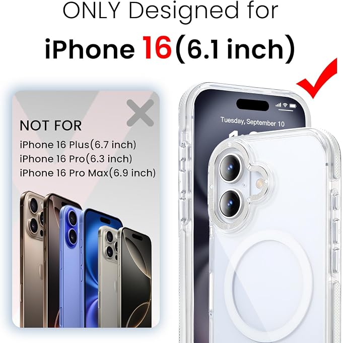 toushion 3 in 1 for iPhone 16 Case Clear - Image 2