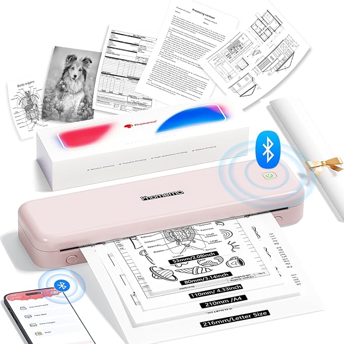 Phomemo M834 Portable Printer, Wireless Bluetooth Thermal Printer, Support 8.5" by Phomemo