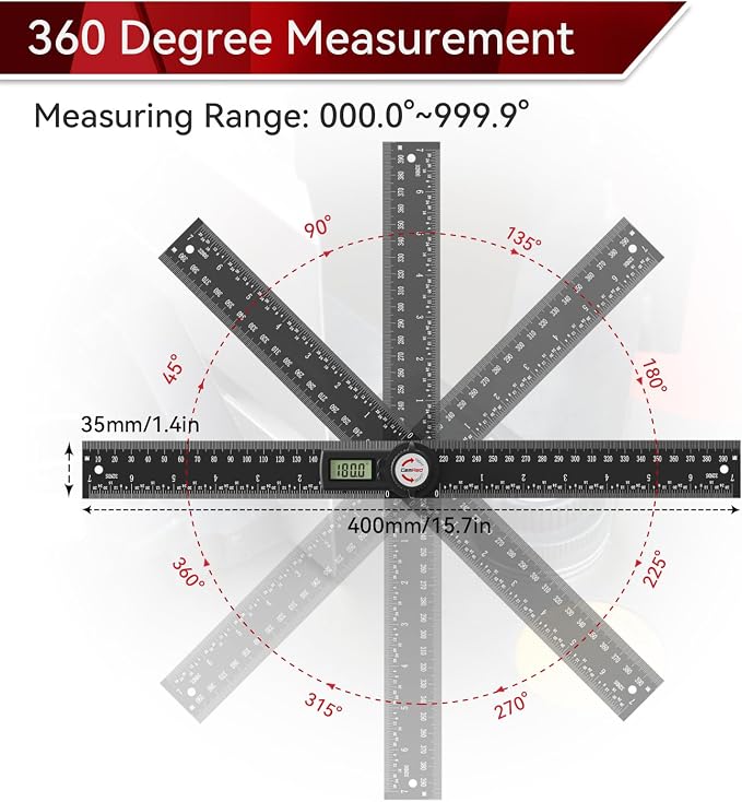 GemRed 82305 Aluminum Digital Angle Finder Protractor - Image 7