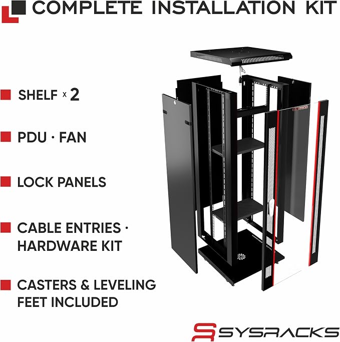 18U Wall Mount Server Rack Cabinet 24” Deep, 19” Network & AV Enclosure - Image 4