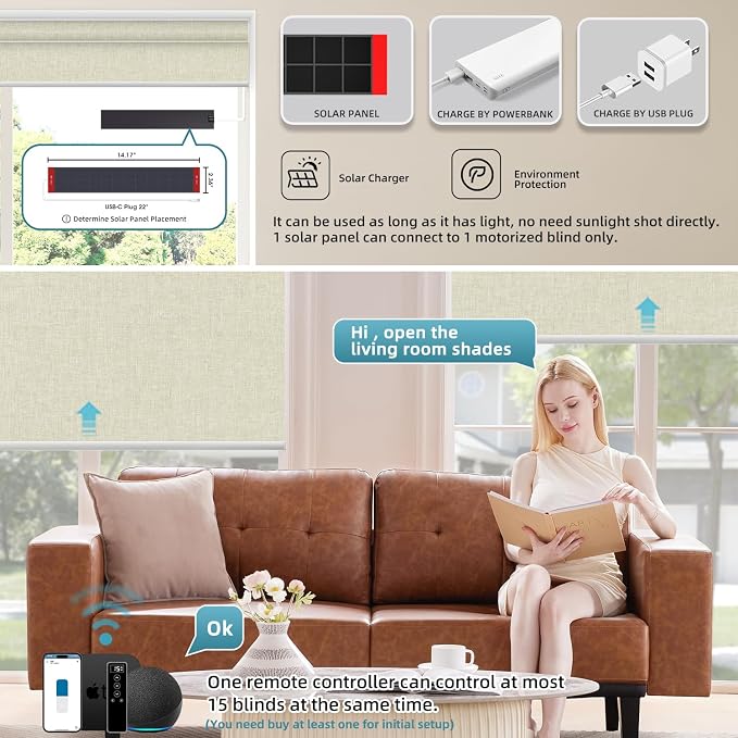 SmartWings Motorized Blinds Dual-Sided Cordless Smart Blackout Shades, Custom - Image 2